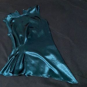 Express, shinny deep green top, xs